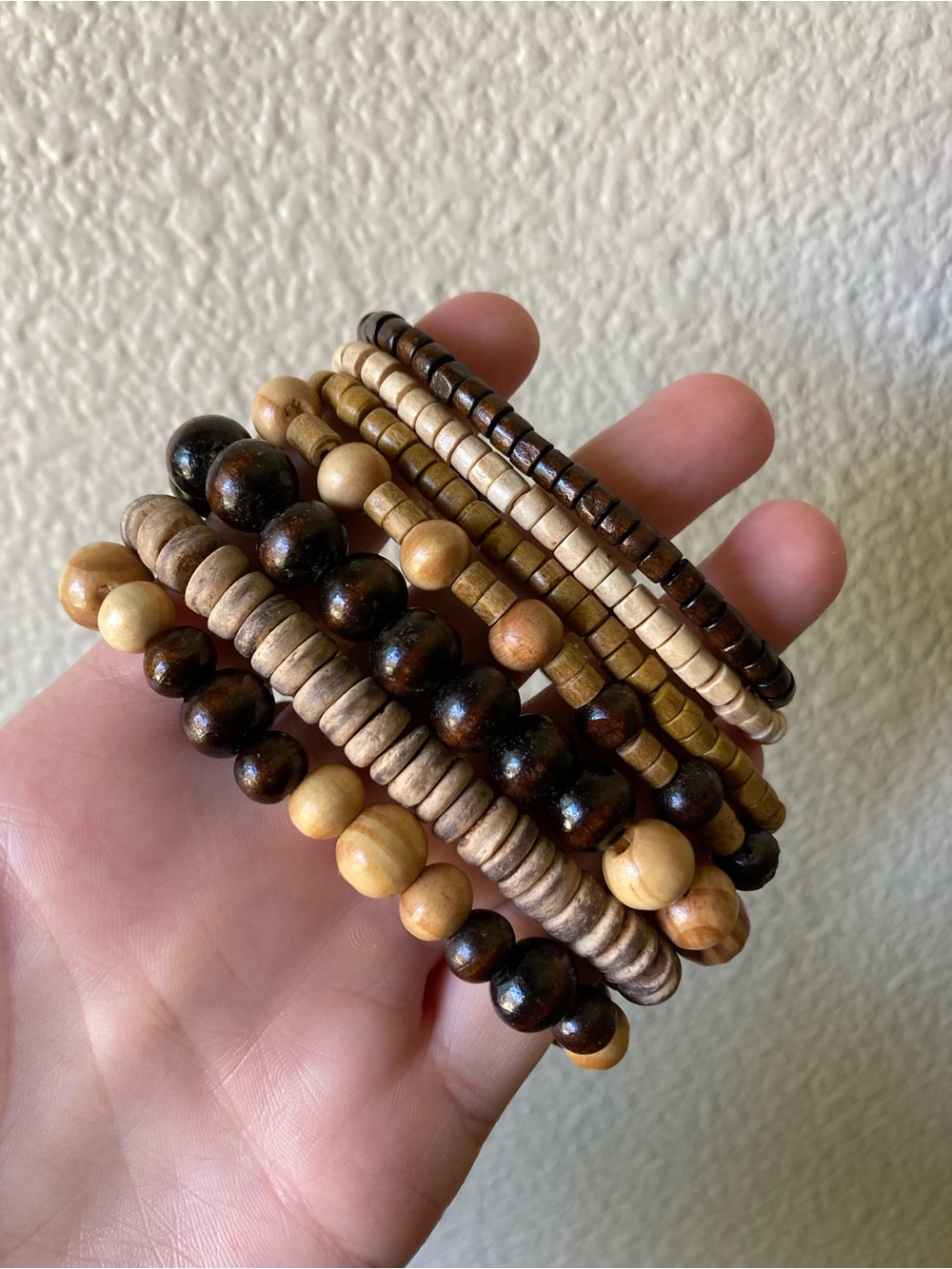 Handmade Wood Bead Bracelet & Necklace set - Natural Brown - Picture 2 of 14